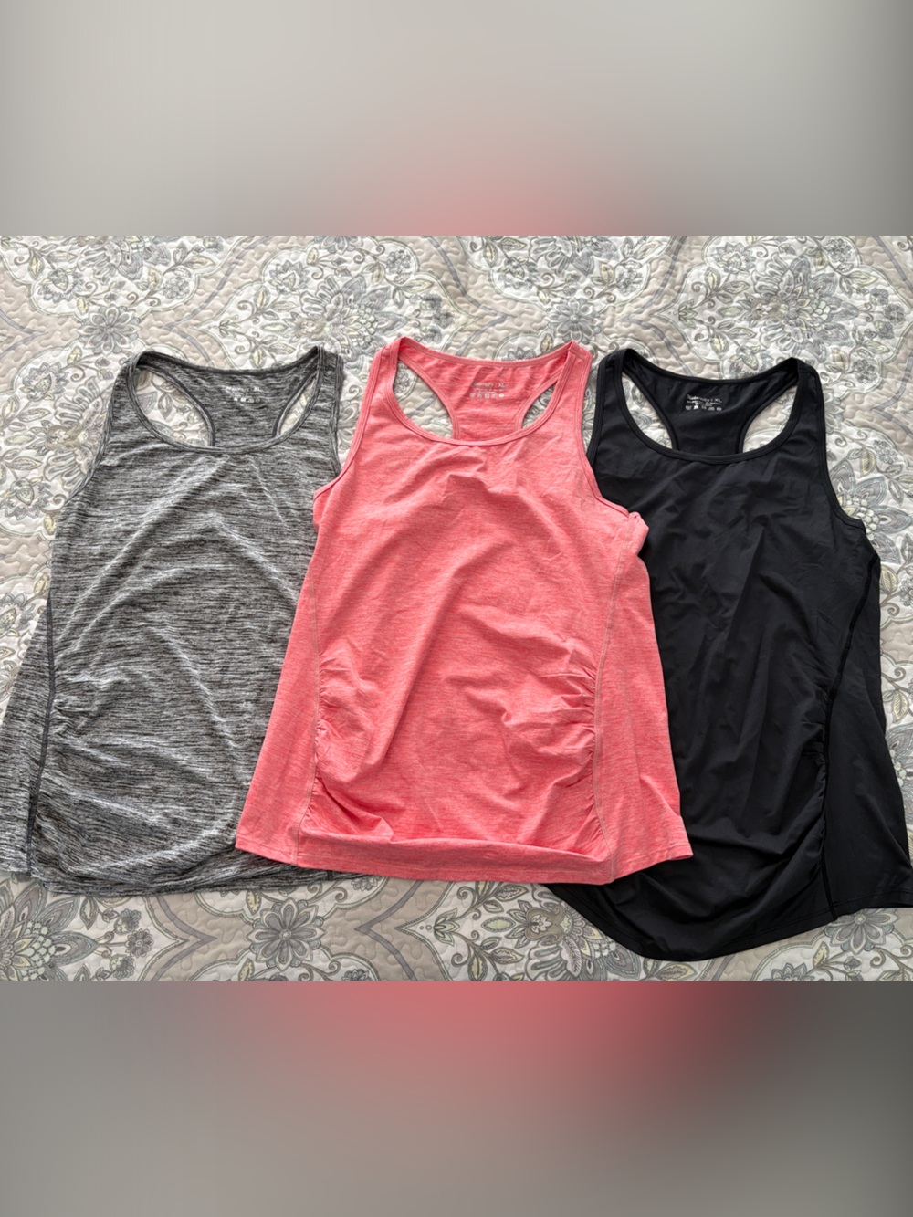Women’s Maternity Racerback Performance Tank Top - LOT/SET, Coral, Gray, Black